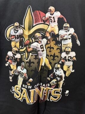Al Style New Orleans Saints Black Graphic Team T-Shirt Size Large NWOT